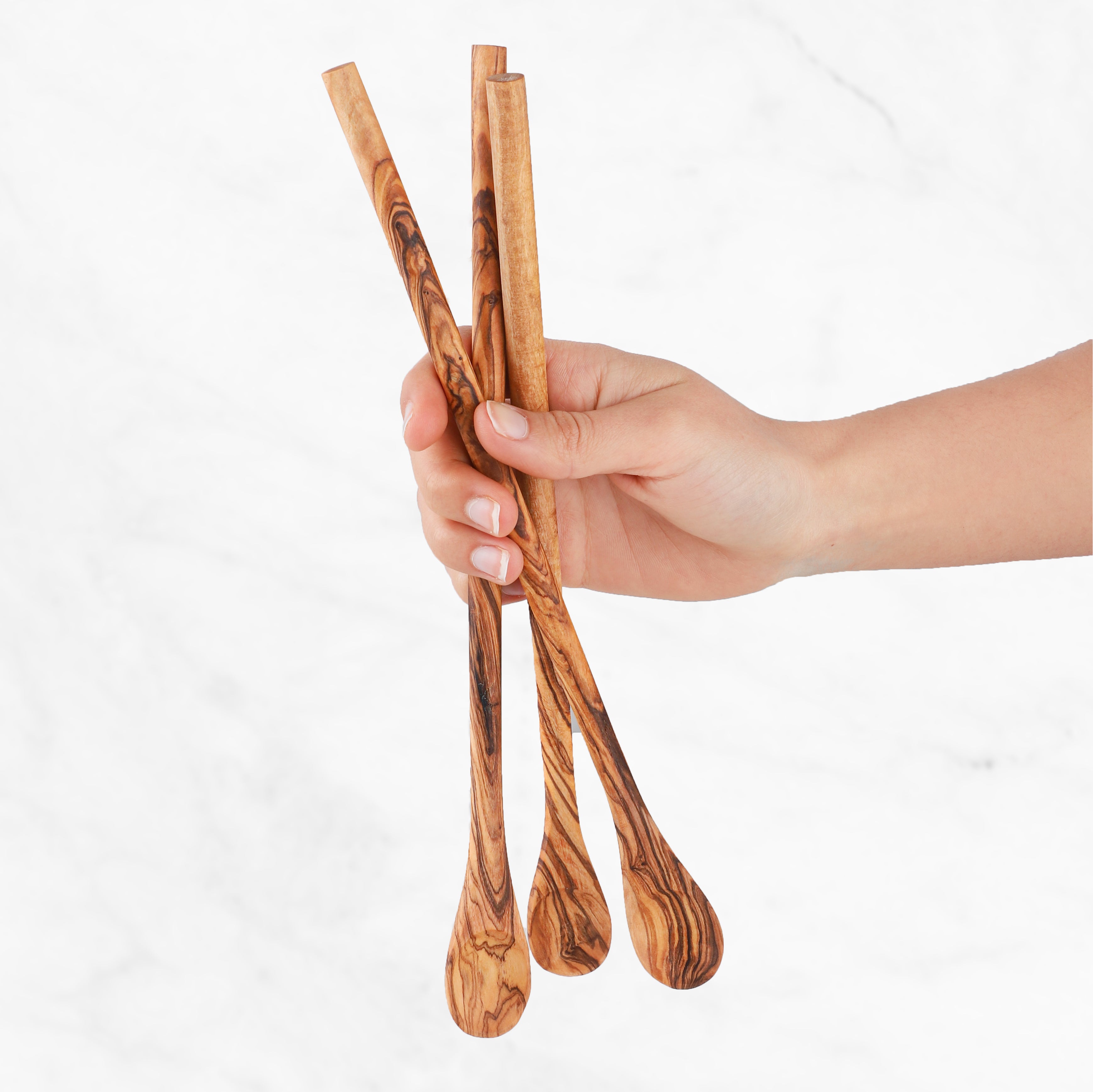 Long Handle Iced Tea Spoon Olive Wood - ArtisRaw